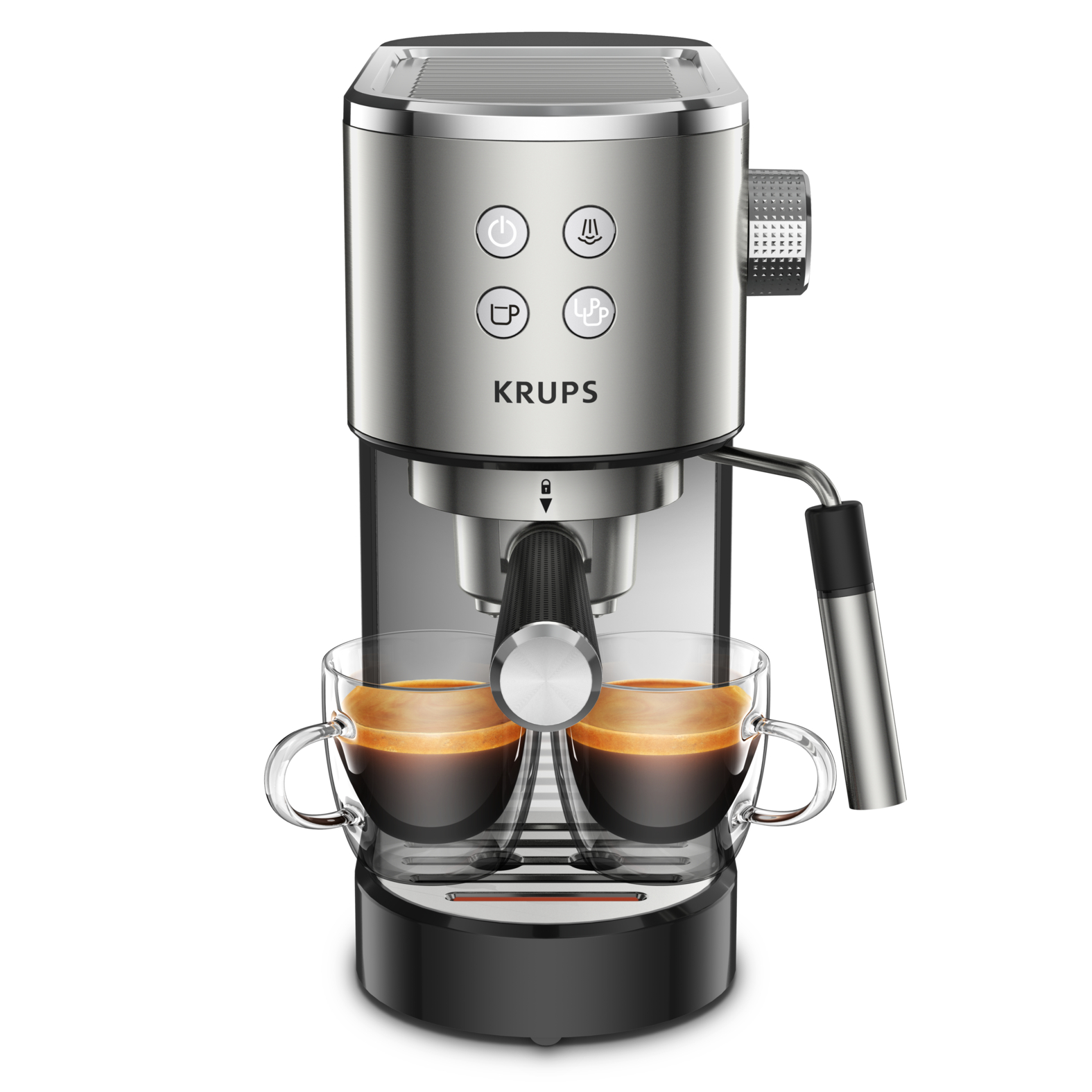 Рожковая кофеварка Krups Virtuoso XP442C11, цвет стальной/черный - фото 1